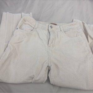 POL White Corduroy Straight-Leg Jeans